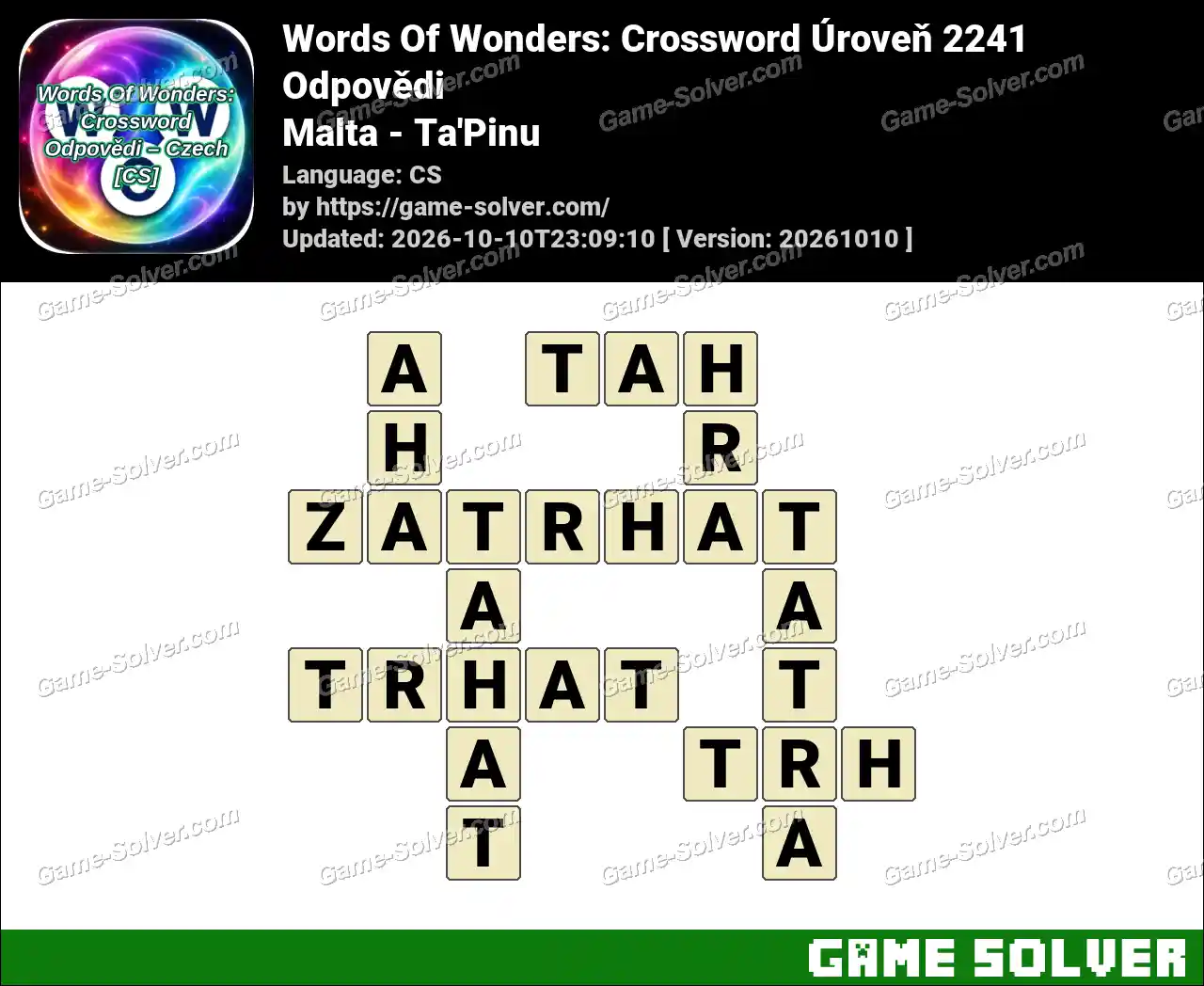 Words Of Wonders: Crossword Úroveň 2241 Odpovědi – Malta – Ta’Pinu